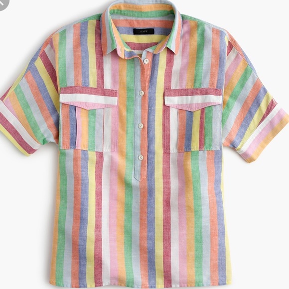 J. Crew Tops - Jcrew linen blend rainbow popover